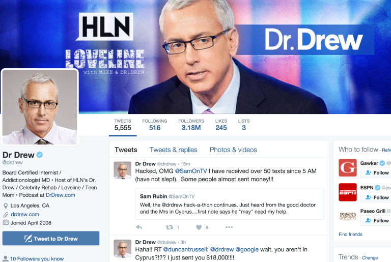 Hacked: No, Dr. Drew doesn’t need your money