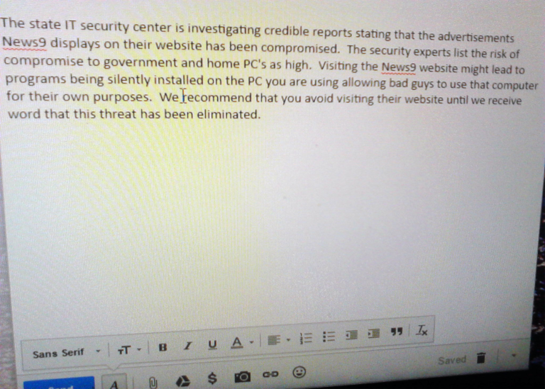 Blocked for a week, News 9 website cleared of malware