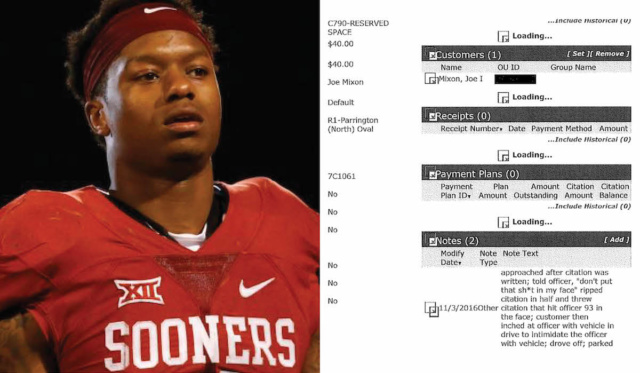 Joe Mixon OU parking attendant