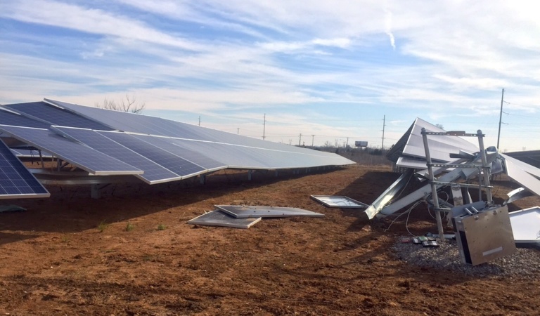 Solar panels smashed along I-35 in Norman