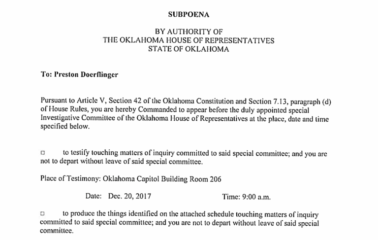 Updated: House withdraws subpoenas from three Fallin team members