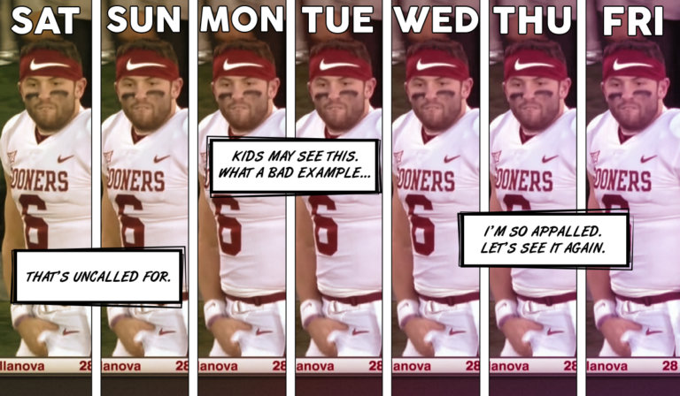 ESPN obsessed with the Baker Mayfield crotch grab
