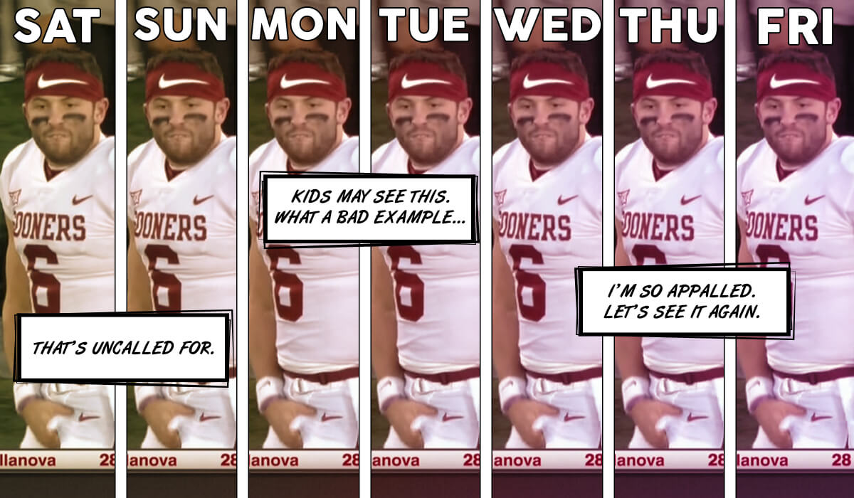 ESPN obsessed with the Baker Mayfield crotch grab