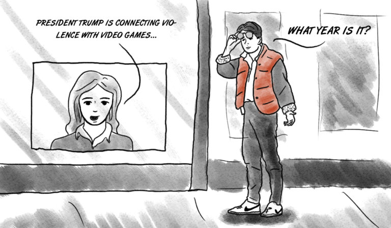 Trump’s ‘violent video games’ go Back to the Future