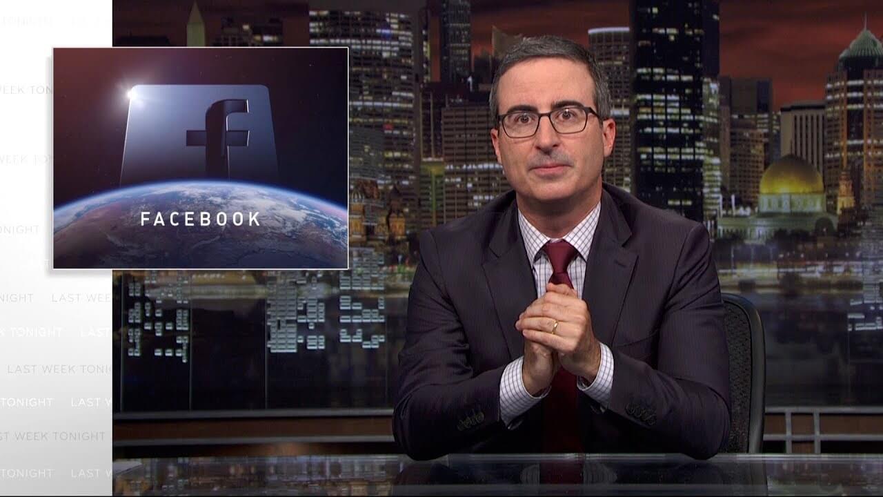 John Oliver discovers that Facebook is a toilet