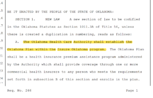 Insure (more of) Oklahoma: SB 605 passes committee Insure Oklahoma