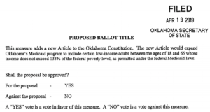 Oklahoma Medicaid expansion ballot initiative filed Medicaid expansion ballot initiative