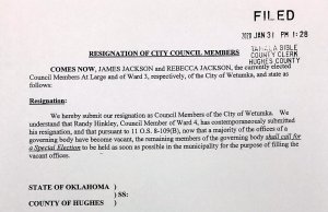 Paperwork filed: Three Wetumka council members resign James Jackson resigns
