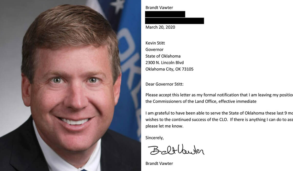 Brandt Vawter leaves Commissioners of the Land Office