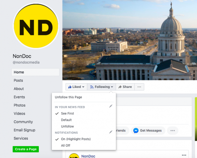 How to turn on notifications for NonDoc on Facebook, Navigating NonDoc