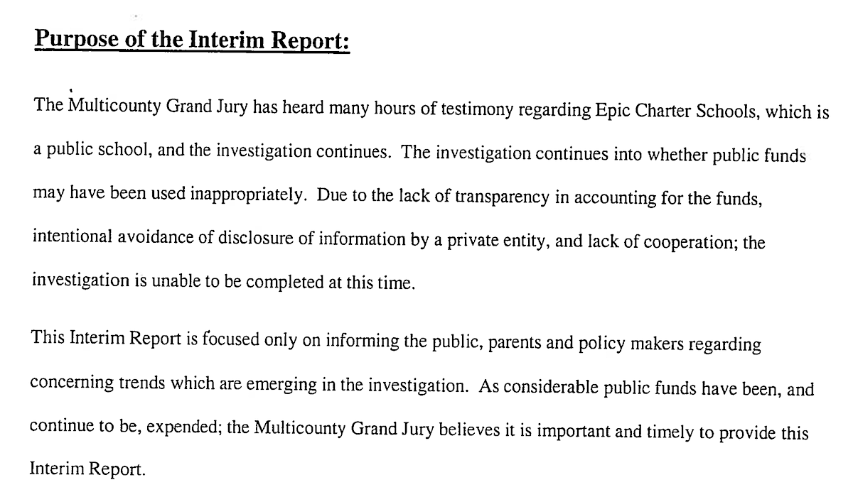 ‘Concerning trends’: Grand jury releases interim report on Epic Charter Schools