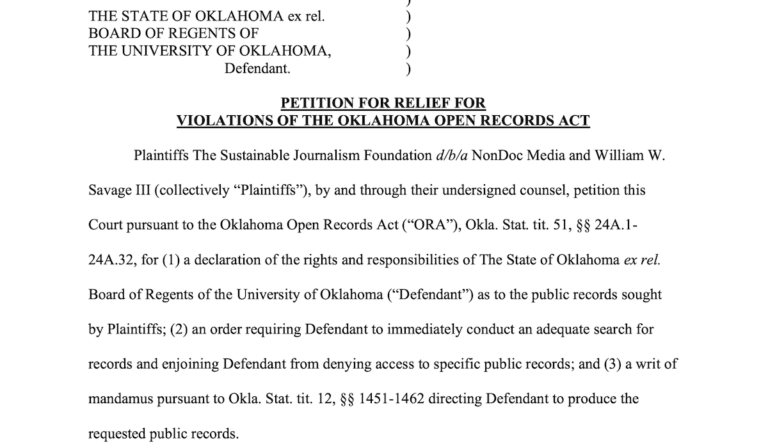 NonDoc files lawsuit seeking Jones Day reports from OU
