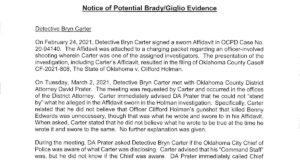 In Bryn Carter affidavit falsehood, OKCPD cleared its own detective Bryn Carter