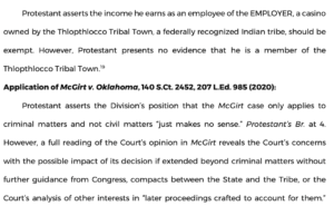 Tax Commission denies tribal citizen’s income tax exemption appeal Thlopthlocco Tribal Town