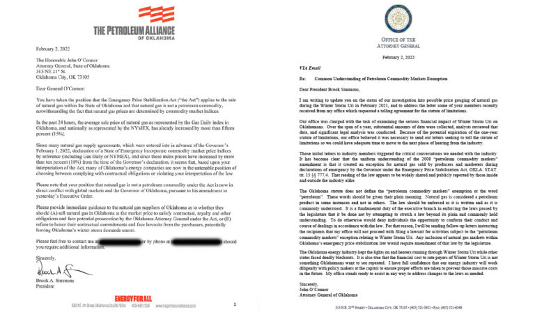 Attorney General John O’Connor withdraws litigation threat over natural gas prices