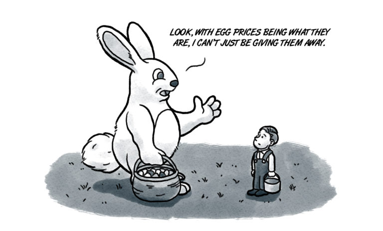 Frugal rabbit worried about the price of eggs