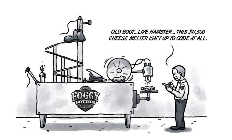 Professor Swadley and the cheese-melting machine