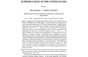 Castro-Huerta decision: State gets some concurrent jurisdiction on reservations Castro-Huerta, concurrent jurisdiction
