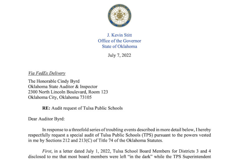 Stitt requests a special audit of Tulsa Public Schools