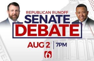 Senate debate: Mullin, Shannon pitch national abortion ban, differ on Ukraine Mullin Shannon Senate debate