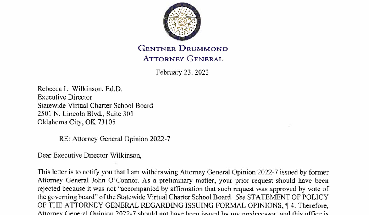 ‘Law is currently unsettled:’ Drummond withdraws O’Connor’s religious charter school opinion