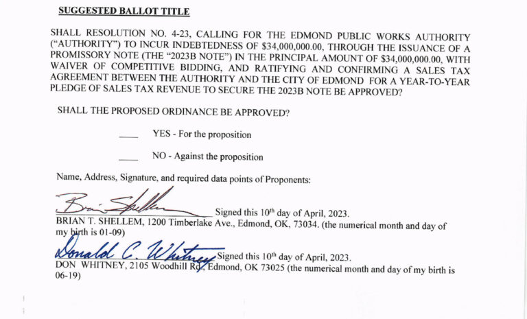 Seeking vote on Edmond city projects, Brian Shellem files 3 referendum petitions