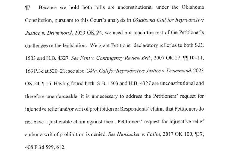 Oklahoma Supreme Court strikes pair of abortion laws