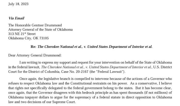 Treat formally requests Drummond intervention in tribal gaming lawsuit