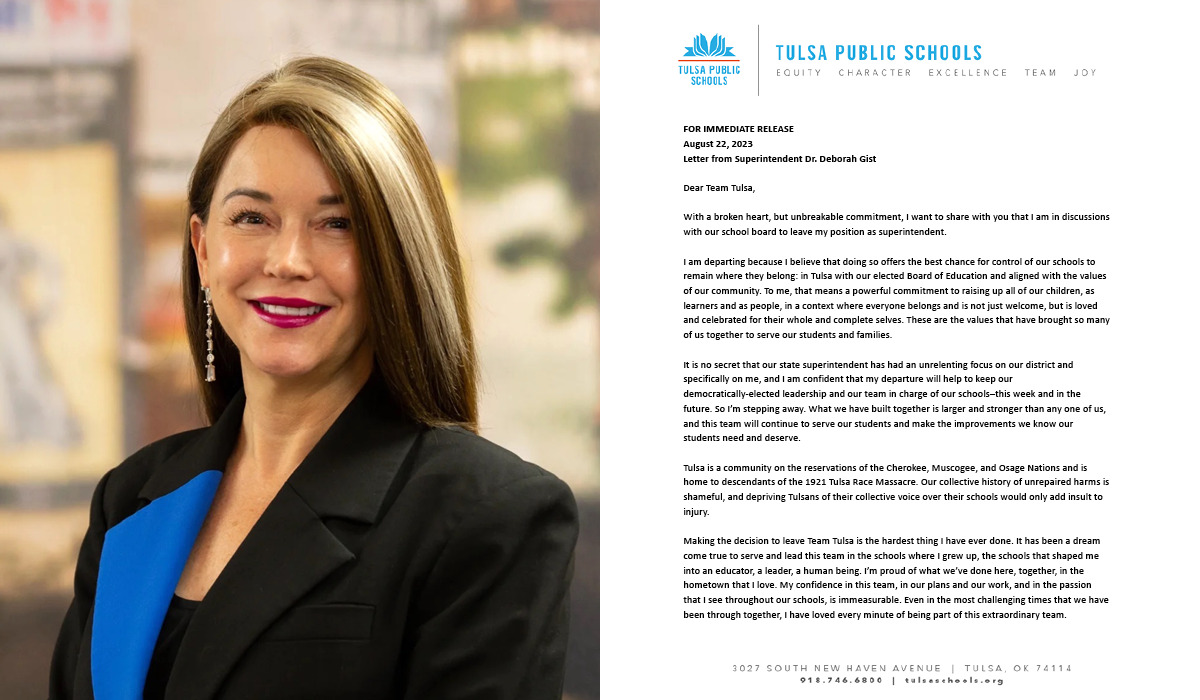 Ahead of state board decision, TPS Superintendent Deborah Gist announces departure