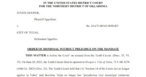 Hooper v. Tulsa dismissed, judge points to Muscogee lawsuit for lingering jurisdiction dispute Hooper v. Tulsa dismissed