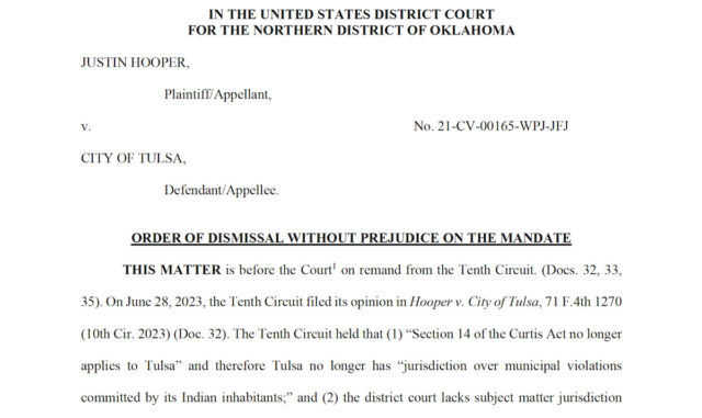 Hooper v. Tulsa dismissal screenshot Hooper v. Tulsa dismissed