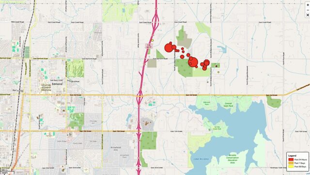OGS earthquake map Edmond 1-13-24 Edmond earthquakes