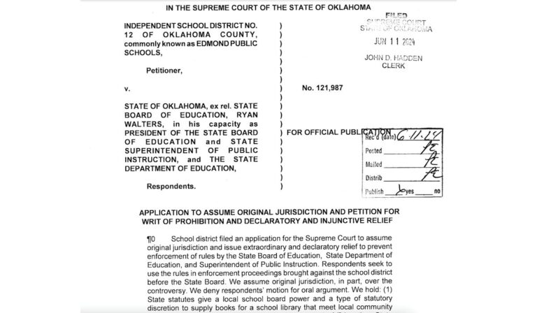 Supreme Court: Walters’ OSDE library rule invalid, school districts hold local control