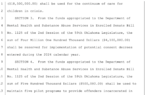 As DOJ examines Oklahoma mental health system, Legislature designates $4.1M to settle similar lawsuit Oklahoma mental health system, consent decree