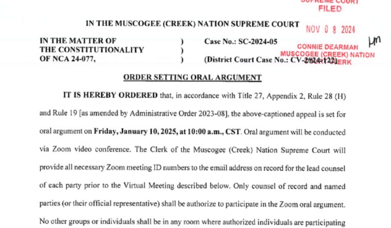 Muscogee Supreme Court: Freedman case spurs powers dispute over special justice law