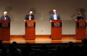 In debate, Edmond mayor candidates talk budget trouble, housing, transit Edmond mayor candidates