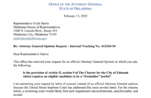 AG’s office: Property ownership requirement to hold Edmond office is unconstitutional Edmond property ownership requirement
