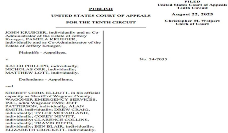 10th Circuit: Wagoner County officers potentially liable in death of Jeffrey Krueger