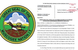 Muscogee Supreme Court orders second status report on Freedmen citizenship second status report