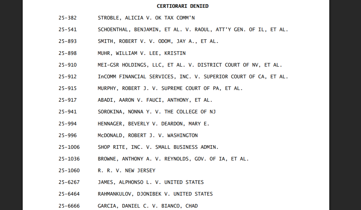 SCOTUS Stroble petition denied